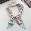 New Checkerboard Print Women Small Silk Scarf Handle Bag Ribbons Female Head Scarves Sharp Angle For Women  100*9cm 2