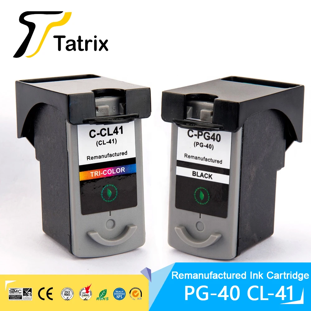

Цветной Восстановленный чернильный картридж Tatrix PG 40 CL 41 PG-40 PG40 CL41 для принтера Canon Pixma IP188 IP 1800 MP140