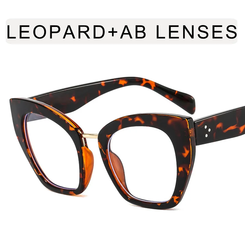 PANTYDROPPER - EYE WEAR　LEOPARD × Blue VFDHN Retro Cat Eye Women Glasses Frame Leopard Blue Clear