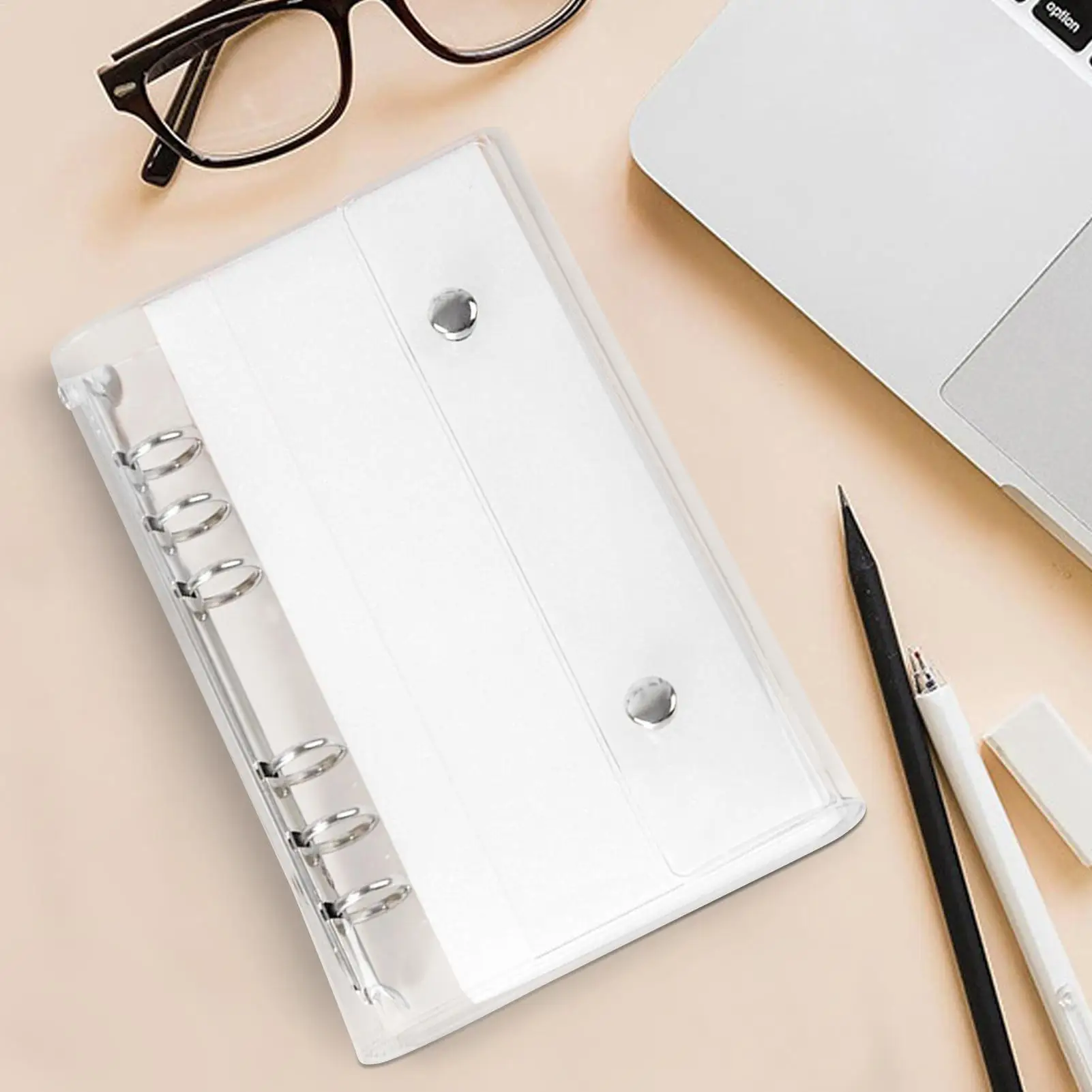 Binder Covers A6/A7 6-Ring Clear PVC Notebook Loose Leaf Binder Cover Loose Leaf Folder for Document Photo Ticket Expense Budget