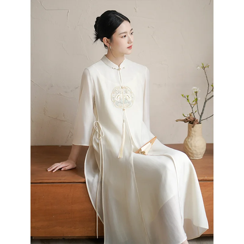 

2023 Chinese style chiffon ao dai cheongsam elegant chinese dresses aodai oriental dress qipao vietnam clothing ao dai dress