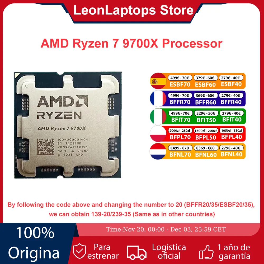 Procesor AMD Ryzen 7 9700X z EU za $250.37 / ~930zł
