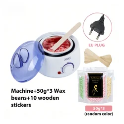 Professional Wax Heater Kit for Smooth Hair Removal - Includes Wax Warmer, Paraffin Wax, Beans & Applicator Sticks for Salon-Quality Spa Treatment (White EU 150g Beans)