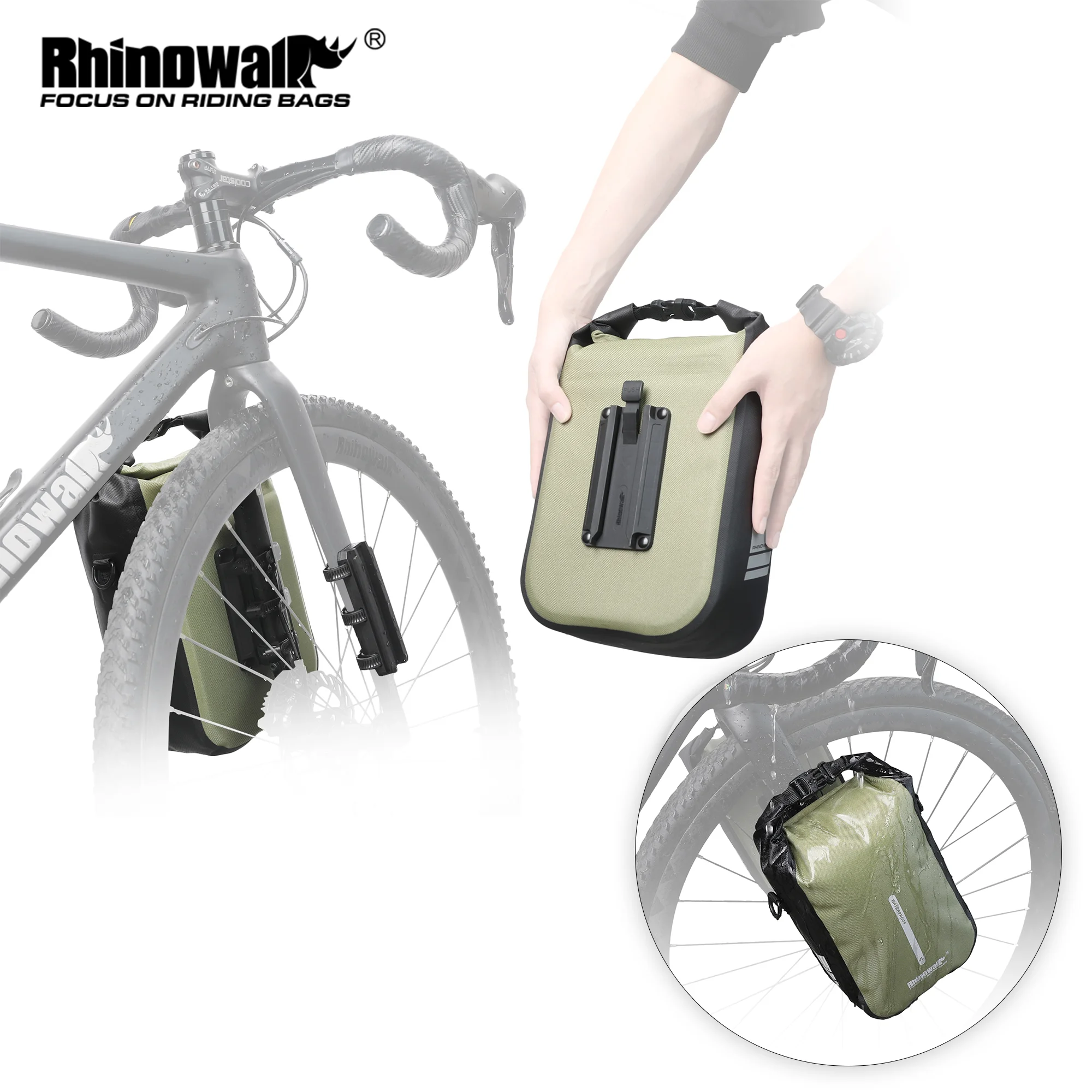 Rhinowalk Bike front fork Waterproof bag Bike Pannier Bag Saddle Bag Fork  Bag Rack Bicycle Bag Shoulder Bag 6L for E-Scooter Mountain Bike  Accessories