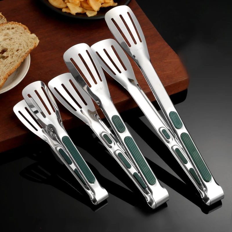 Anti-Slip Stainless Steel Kitchen Food Tongs Grill Meat Bread Serving Clip Barbecue Clamp 7/9/12 Inch Cooking Accessories