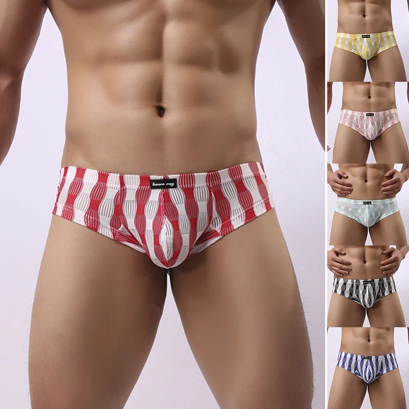 saxx briefs Sexy Boxer Men Shorts Underpants Translucent Low Waist Boxers Underwear U Pouch Breathable Male Panties For Man Stripe Briefs mens briefs sale