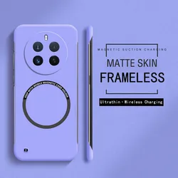 Frameless Magnetic Ultra Slim Case with Wireless Charging Support, Hard Matte Back Cover for Honor 70 (Purple)