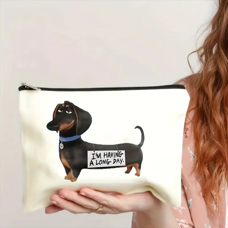 Cartoon Dachshund Cosmetic Bag Women Cartoon Zipper Makeup Bags Portable Travel Bags Organizer Pouch Storage Handbags Kids Purse 2