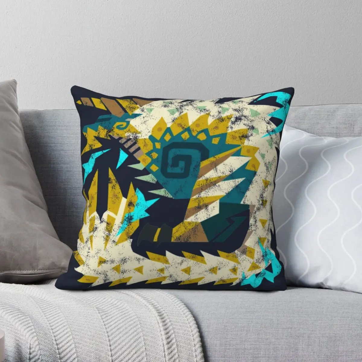 

Monster Hunter World Iceborne Pillowcase Polyester Linen Velvet Pattern Zip Decor Throw Pillow Case Sofa Cushion Cover 18"