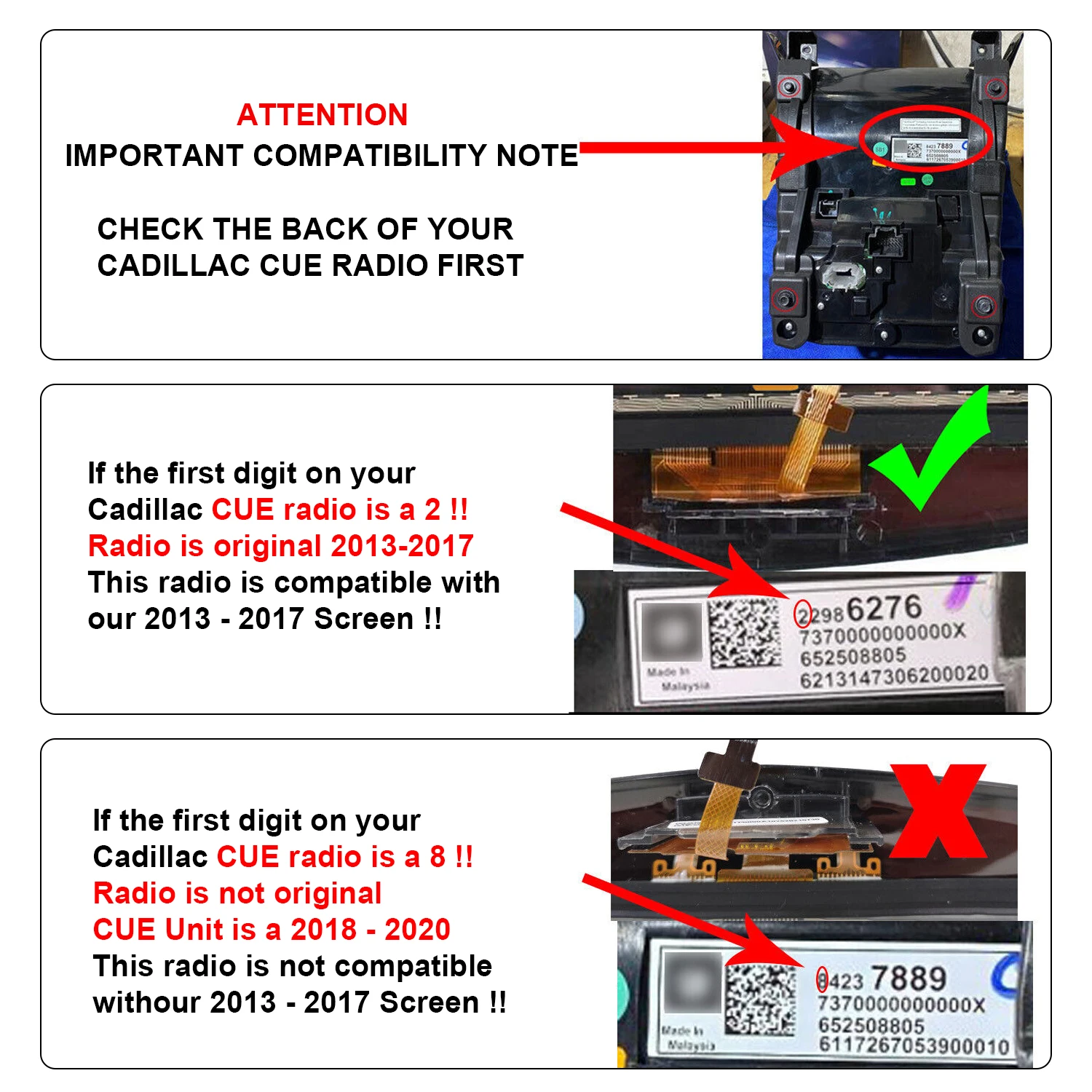 Touch Screen Display 1PC Auto For 2013-Cadillac ATS CTS SRX XTS CUE Lcd Display Instrument Cluster Display Speed Limit Emulator Display