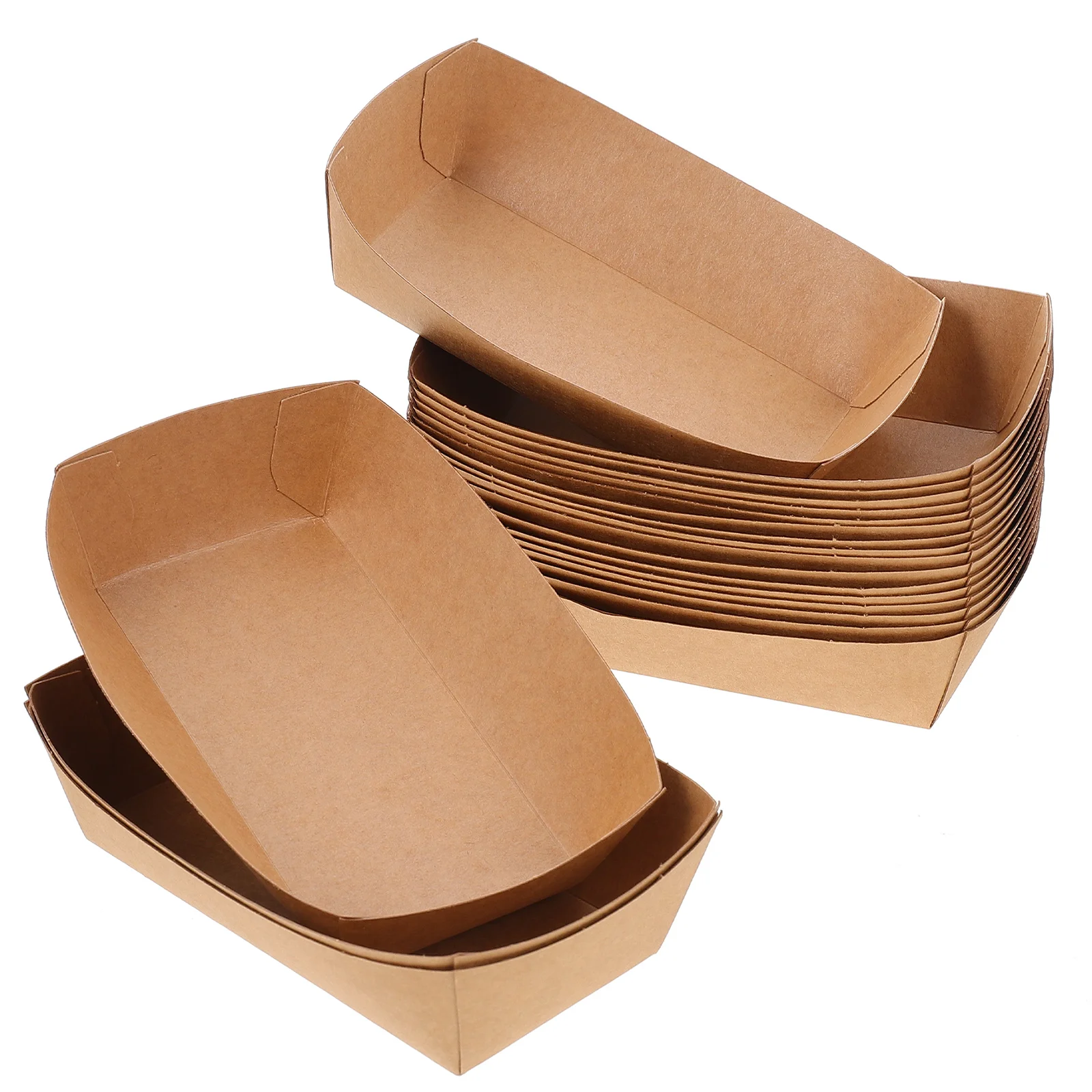 

100 Pcs Paper Food Tray Hot Dogs Stackable Snack Holder Kraft Snacks Container Frying Fried Takeout Containers