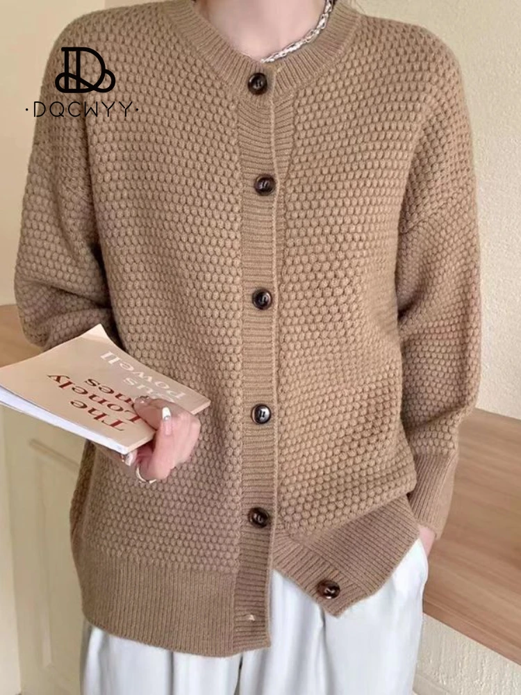 

Cardigan 2023 Autumn/Winter Korean Fashion Candy Color Age Reducing Knitted Cardigan Loose Casual Style Solid Long Sleeve Coat
