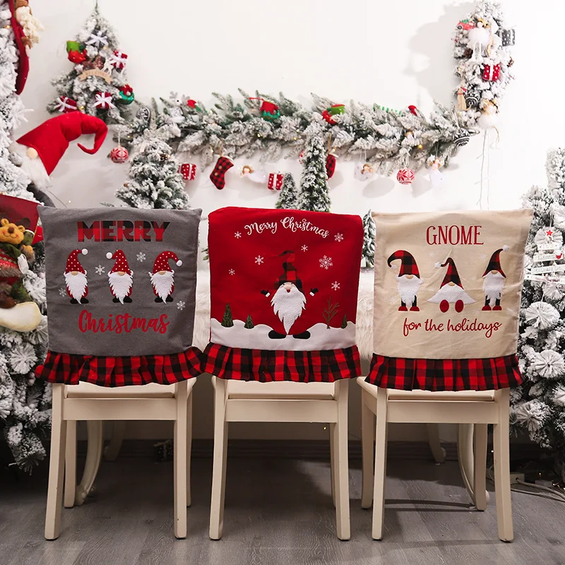 

4/6pcs Christmas Chair Cover Faceless Doll Embroidery Luxury Chair Covers Dining Room Decorations for Home Party Banquet Hotel