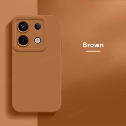 Premium Liquid Silicone Back Case with Camera Protector for RedmiNote13Pro5G (Brown)