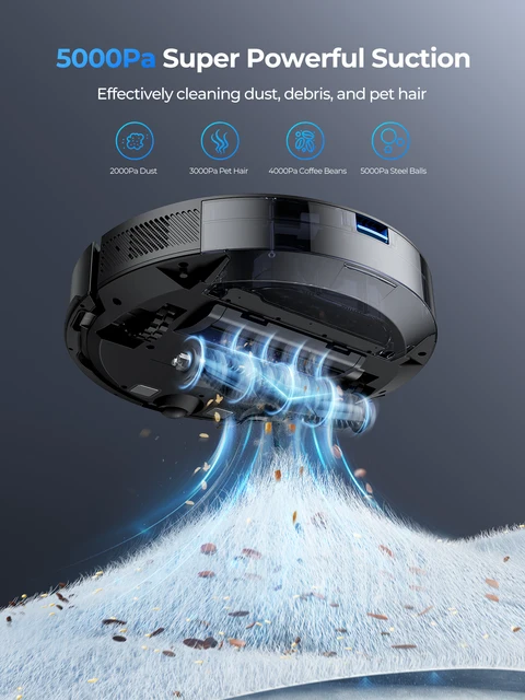 Laresar 01 Robot Aspirapolvere Mop LDS Lidar Navigazione 5000Pa Mappatura pianificata intelligente Lavaggio del pavimento della casa Tappeto Pulizia dei peli degli animali domestici 4