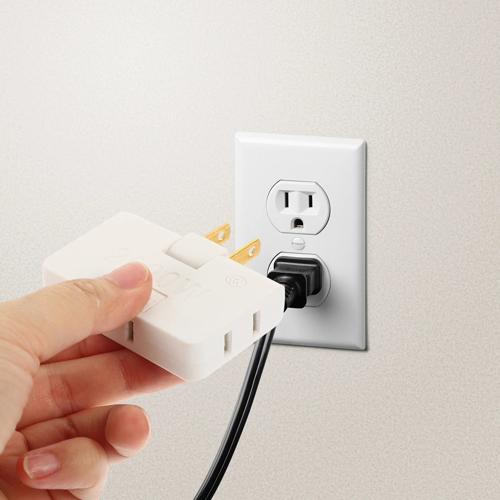 2PcsExtenderSocketOutdoorPowerOutletCopperAbsFlatAdapter3