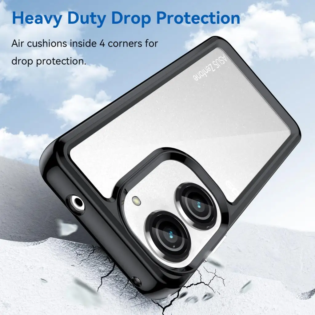 Shockproof Clear Phone Case with Hard Translucent Back and Soft Frame