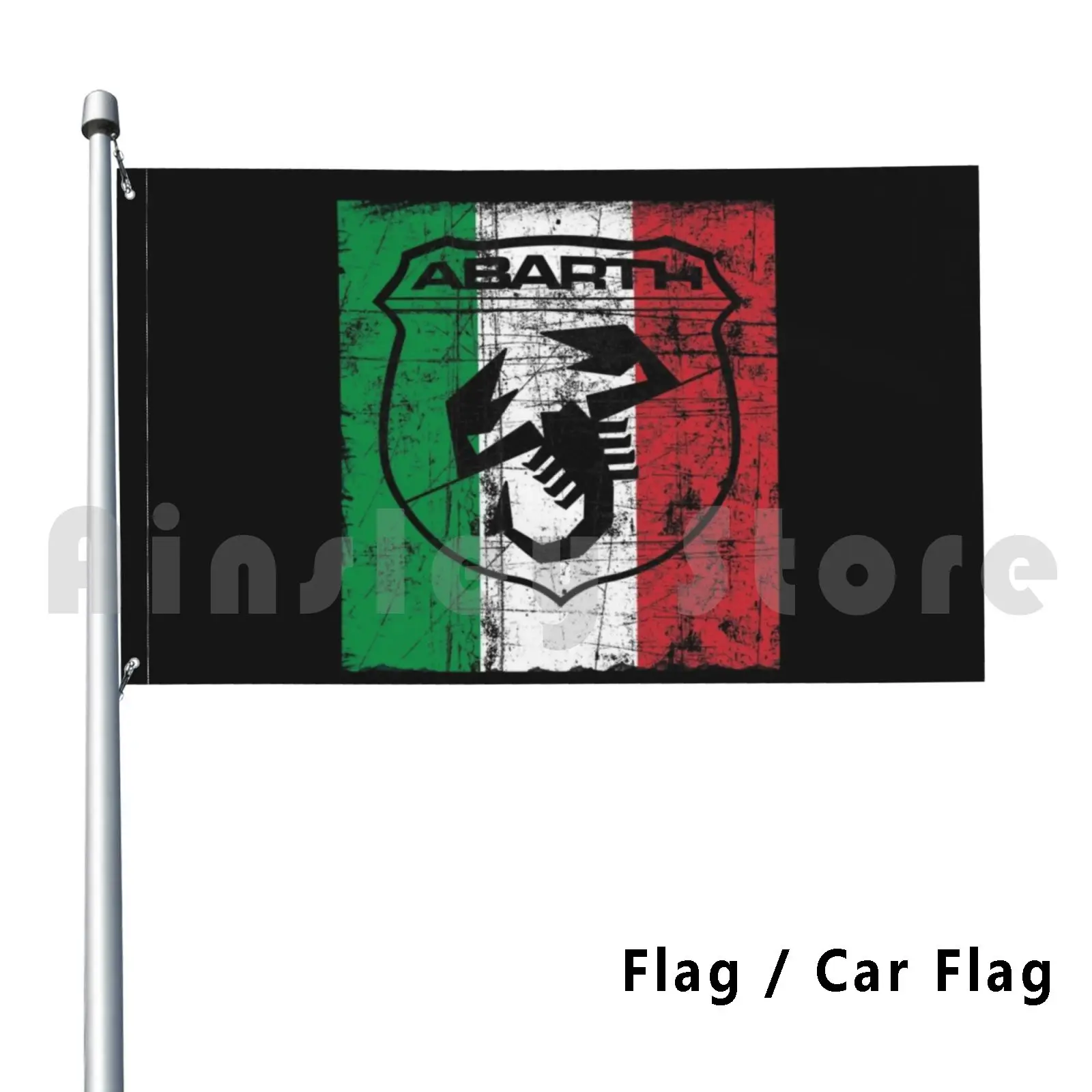 Abarth Shield On Italy Flag Outdoor Decor Flag Car Flag Abarth Scorpion Flag Italia Tricolore Red Black Cars