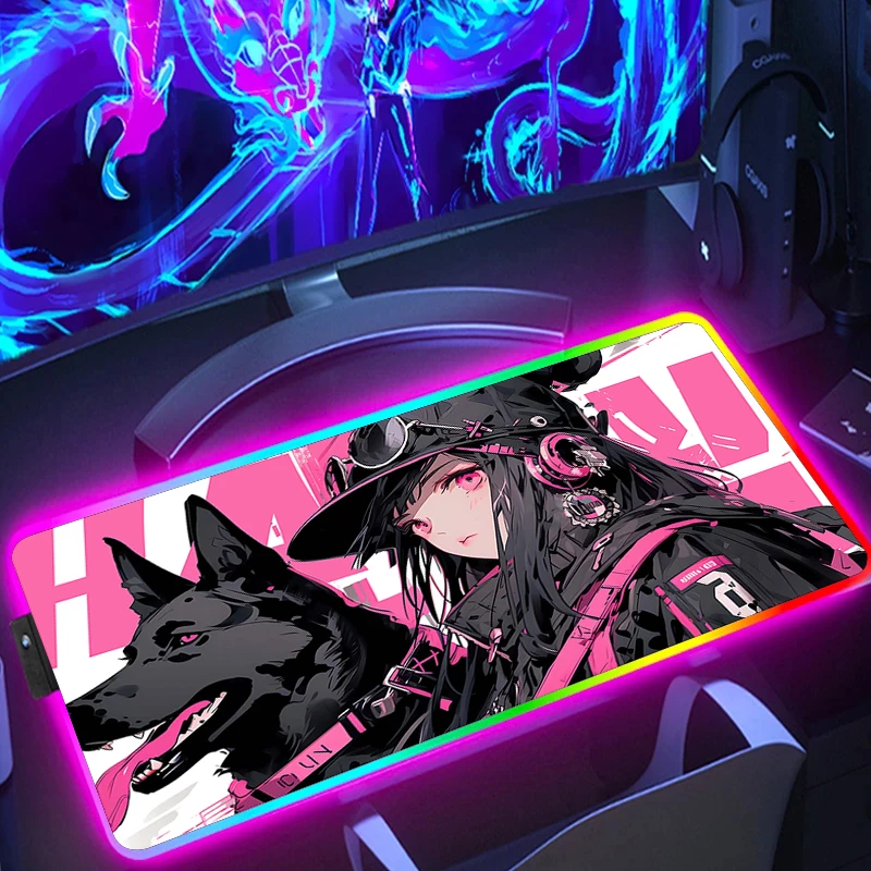 

Atmosphere light RGB Luminous Lamp Mat Girl Cartoon Cute Mousepad Office Computer Accessories LED Mouse Pad Xxl Kawaii Deskmat