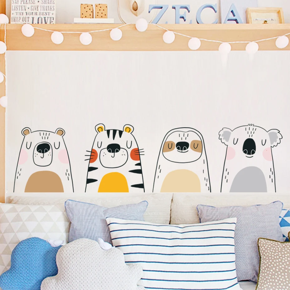 

Cartoon Sloth Tiger Bear Koala Animal Nursery Wall Stickers Removable DIY Vinyl Wall Decal Baby Girls Boys Room Home Decoration
