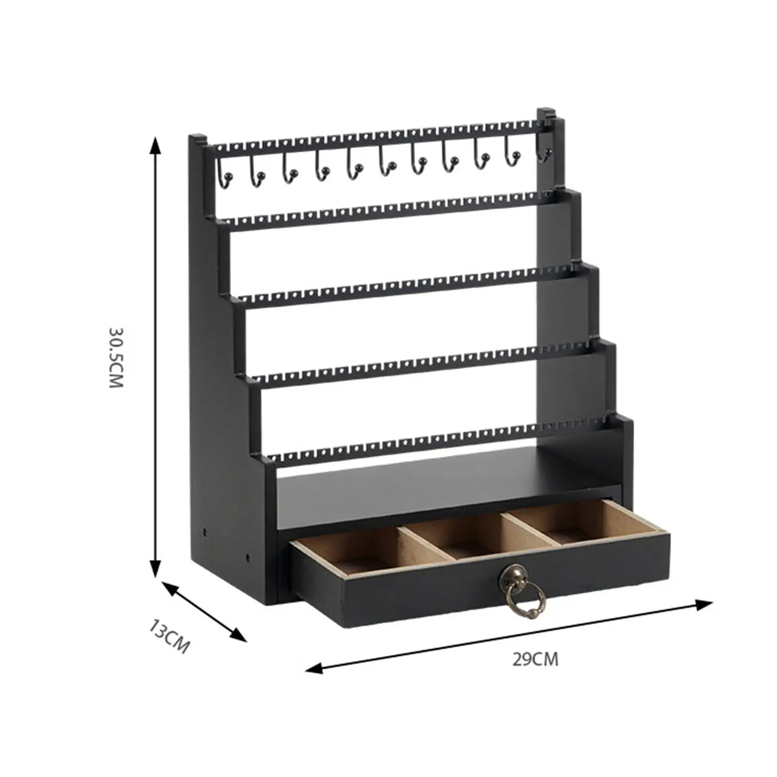 

Органайзер для ювелирных изделий, подставка с 11 крючками для сережек-гвоздиков, колец, витрин из дерева, подставка для ожерелья