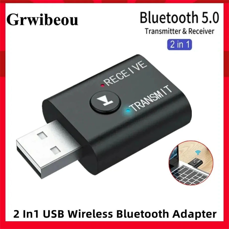 Bluetooth 5.0 Audio Transmitter Receiver 3.5mm AUX Jack RCA USB Dongle Stereo Wireless Adapter for Car Kit TV Speaker Headphone