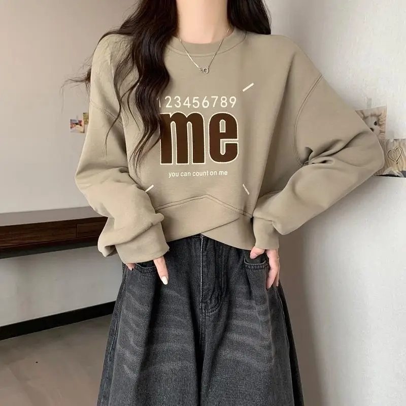 Women's Autumn Winter New Fashion Elegant Round Neck Pullover Long Sleeve Casual Versatile Western Commuting Comfortable Tops