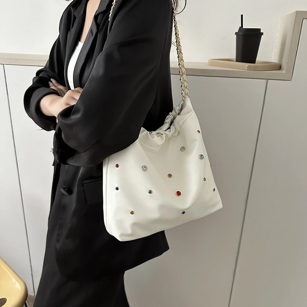 Women's Shoulder Bags PU Leather Casual Tote Bag Fashion Composite Handbag Large Capacity Chain Hobos Crossbody Bag Shopping Bag - 4