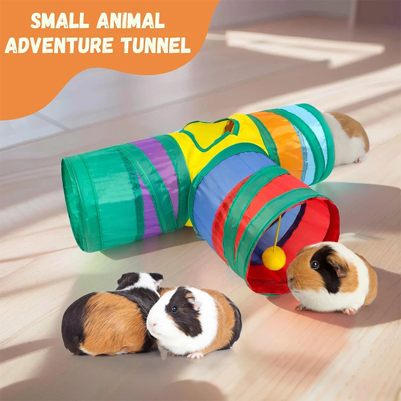 Hamster Toy Mouse Tunnel Guinea Pig Tunnel Small Animal Toy Hamster Toy 3-way Foldable Tunnel Toy Pet Supplies