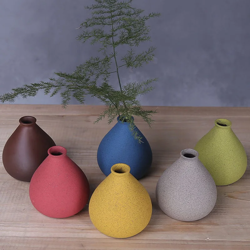 

2PCS Creative Ceramic Vase Home Decor Dry Wet Room Crafts Small Home Color