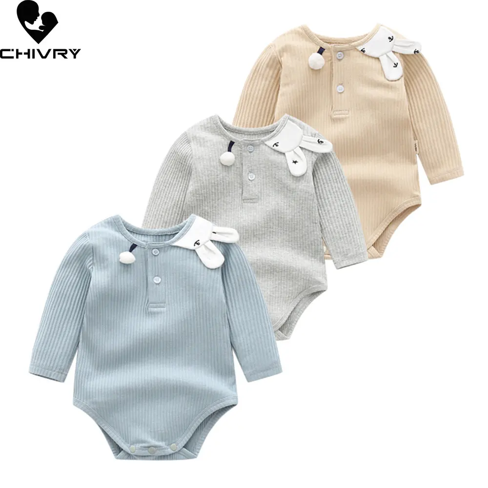 

Newborn Baby Boys Girls Cute Rabbit Cotton Bodysuits Rompers Spring Autumn Long Sleeve O-neck Toddler Playsuit Infant Clothing