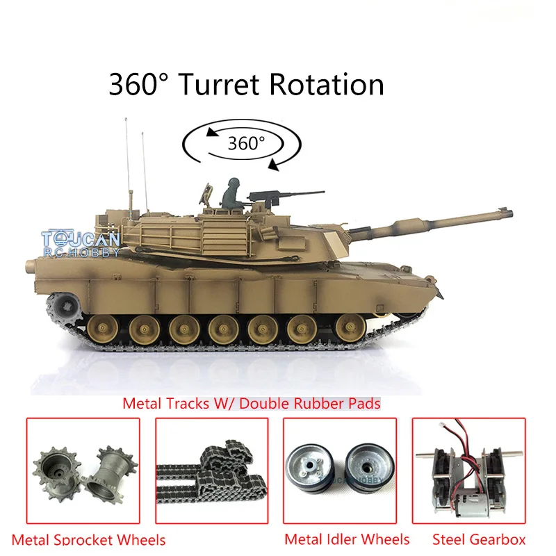 

Модернизированный Радиоуправляемый Танк Henglong 1/16 7,0 Ver Abrams 3918 360 ° резиновые револьверы с дымовым эффектом металлические направляющие