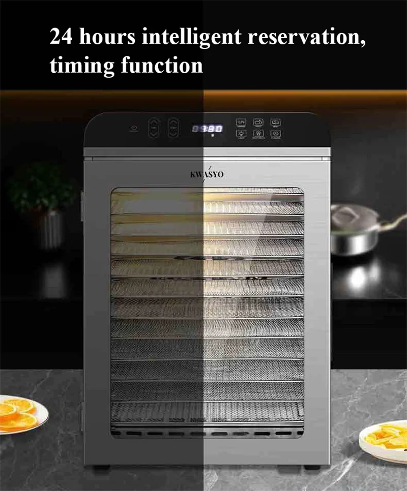 Commercial 12 Layers Food Dryer Dehydrator 110V 220V Smart Vegetables Fruit Drying Machine Timing Function Kitchen Appliance