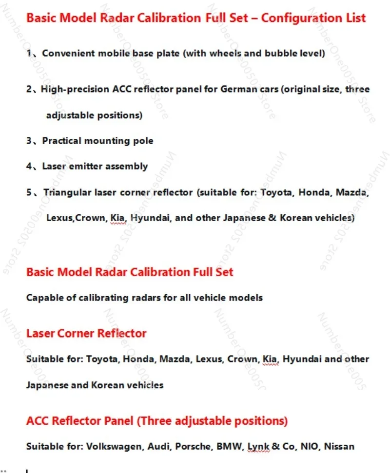 Automotive ACC Calibration Level with mmWave Radar Calibrator, Laser Corner Refl