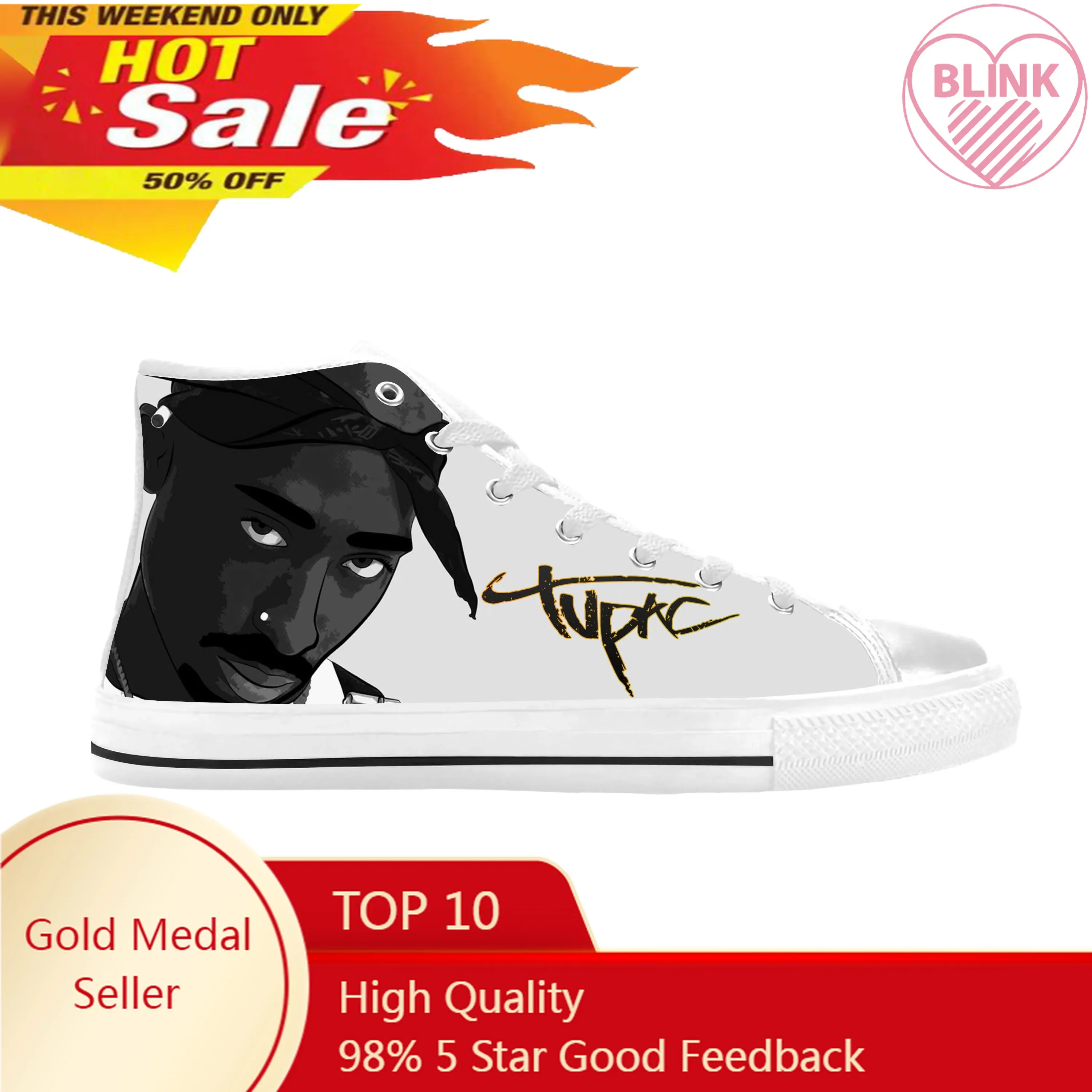 

Tupac Hip Hop Rap Rapper 2pac Makaveli Music Rock Casual Cloth Shoes High Top Comfortable Breathable 3D Print Men Women Sneakers