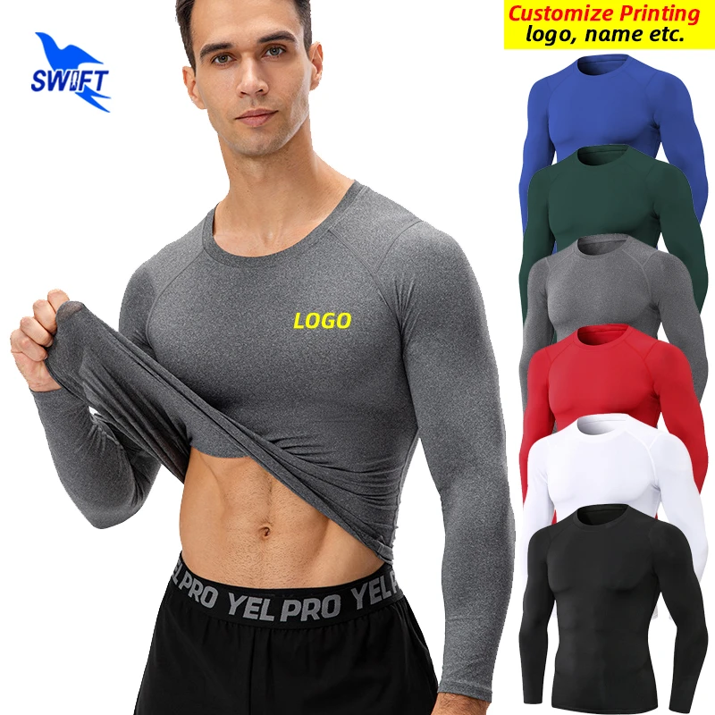 Mens Muscle Compression Long Sleeves T-Shirts Gym Fitness Jogging Tops  Workout