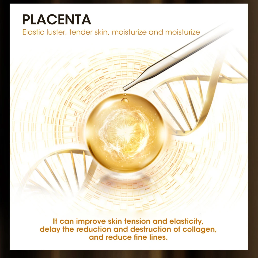 Fullerene Placenta Capsule Essence Facial Brighten Serum Moisturizing Nourishing Anti-Wrinkle Vitamin E Hyaluronic Acid Skincare 6