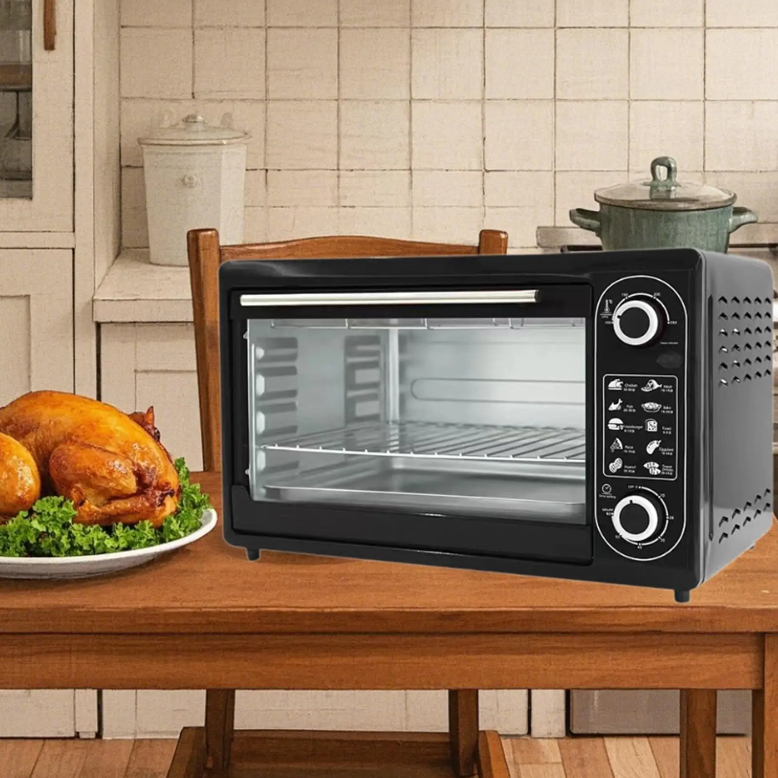 Toaster Oven 38L Kitchen Appliances Multifunctional Easy Clean Large Capacity Baking Electric Oven for Sausages Bread Pizza