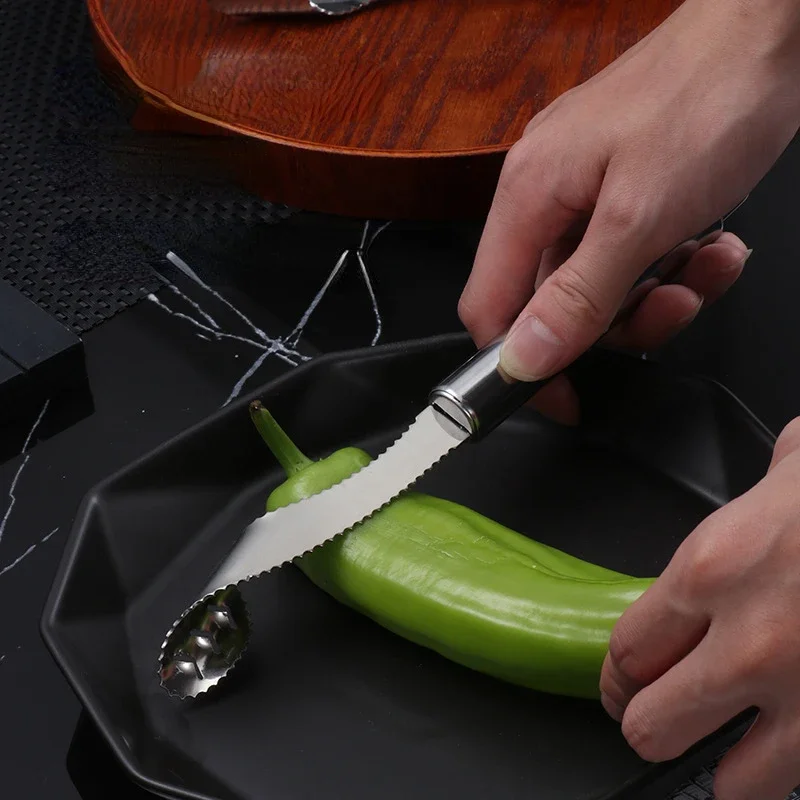 Stainless Steel Cut Pepper Core Remover Green Pepper Seed Remover Seed Digger Core Digger Kitchen Tool