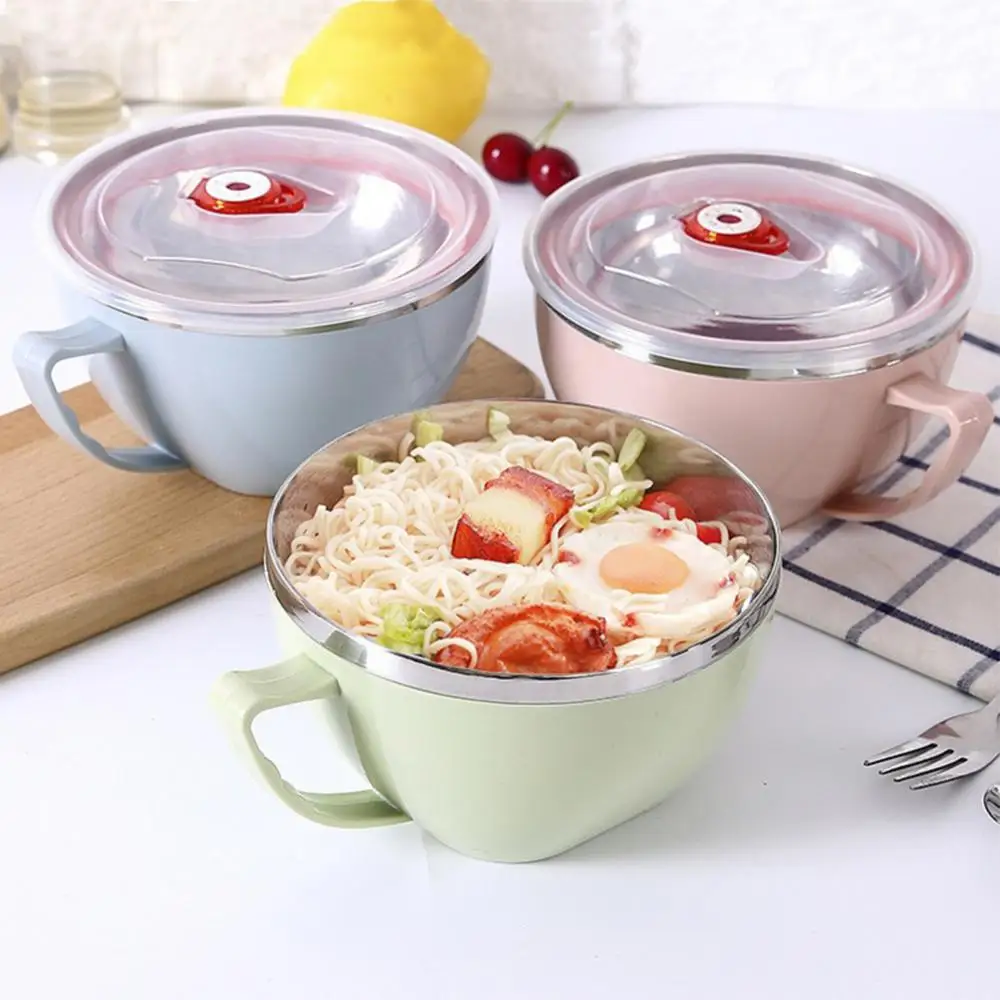 1200ml Instant Noodle Bowl with Lids Soup Hot Rice Bowls 304 Stainless  Steel Insulated Soup Bowls Heat Resistant Food Container - AliExpress