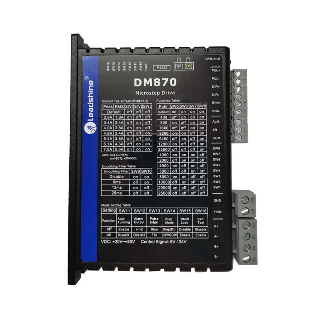 

CNC Engraving Leadshine DM870 Digital Two-Phase Stepper Driver Pulse Voltage 5-24V Suitable For 86(NEMA34) Stepper Motor