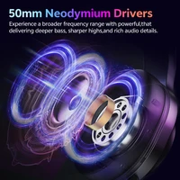 QCY Heroad V200 Over Ear Headphones 50mm Driver 7.1 Surround Sound Headset Wireless Bluetooth 6.0 Earphones for PC Laptop PS4/5 - Image 2