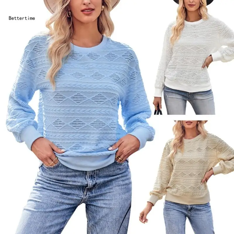 

B36D Autumn Winter Womens Sweater Fashion Knitwears Warm Long Sleeve O-neck Pullover