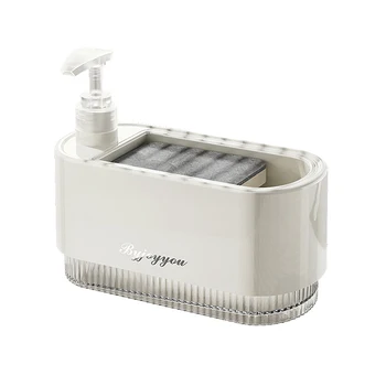 ชุดจ่ายสบู่ล้างมือและล้างจาน ที่ใส่ฟองน้ำ 2-in-1 ที่ปั๊มสบู่แบบตั้งโต๊ะสำหรับอ่างล้างจานในครัว 7