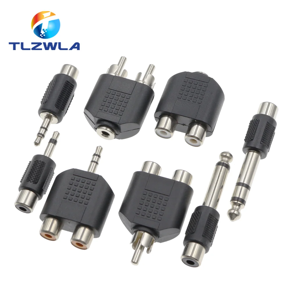1pcs rca female socket turn 3 5mm stereo plug audio adapter 6 3mm