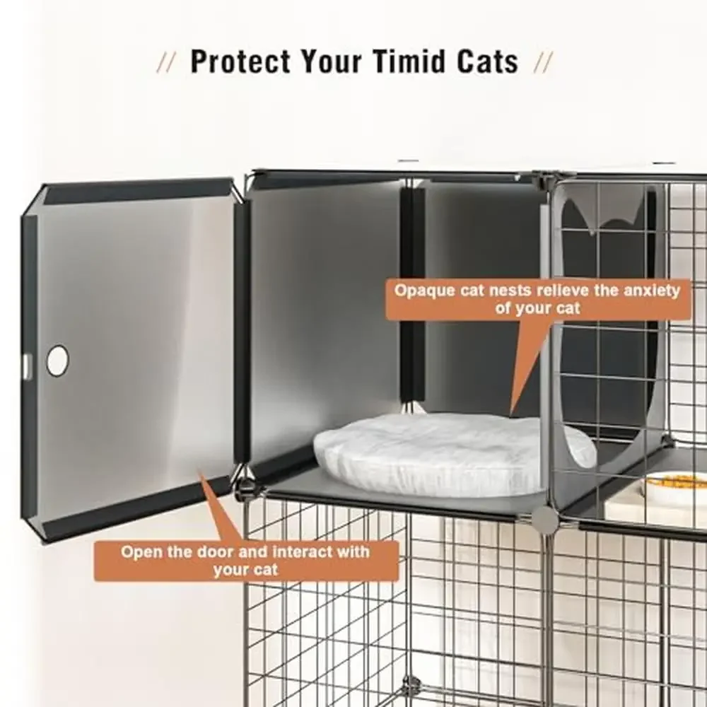 Cat Enclosure Playpen with Litter Box Cat House Large Wire Kennel Detachable Indoor Outdoor Crate Metal Catio Unique Design Easy