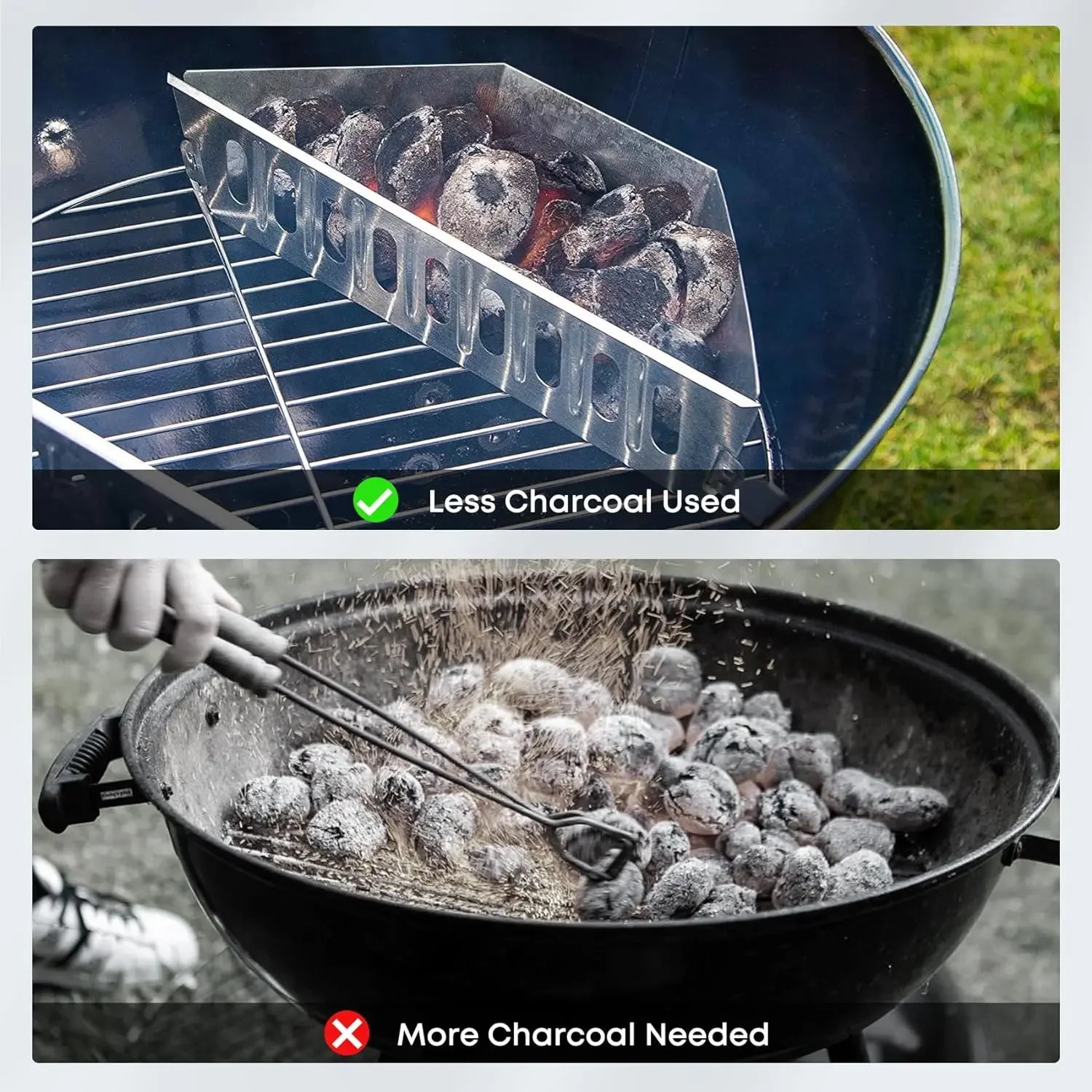 Charcoal Baskets for Weber Grill BBQ Fuel Holder Contoured-Durable Sturdy-Perfect for Barbecue Cooking Grilling Outdoor