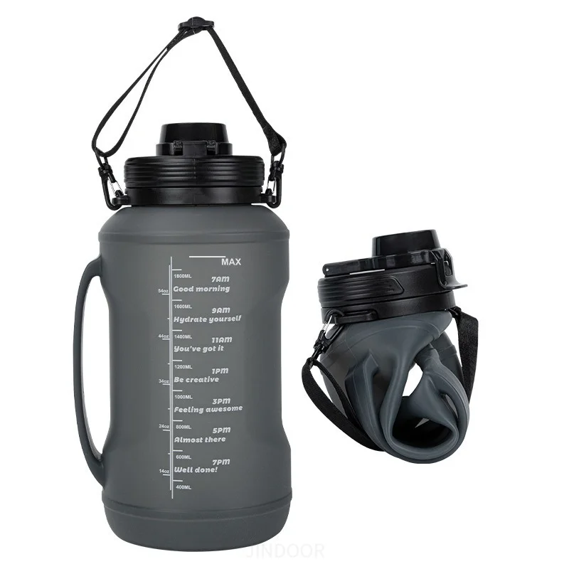 Collapsible Water Bottle, 2L/64OZ Large Capacity with Straw Half
