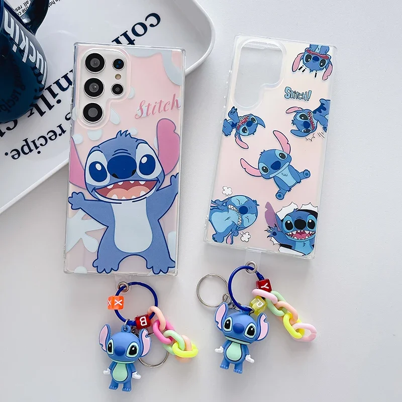 

Disney Stitch with keychain charm Phone Case for Samsung Galaxy S20 S22 S21 Note 10 20 Ultra FE Plus A51 A81 A90 A914G 5G Cover
