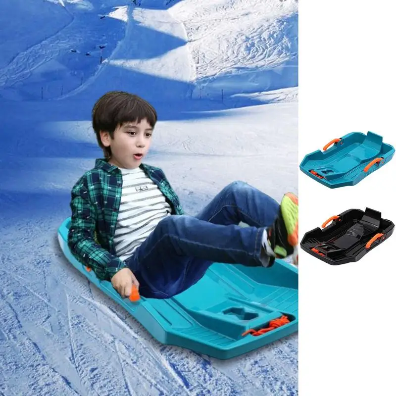 Snow Sled For Kids Snow Slider Built In Brake System Pull Rope Handle Grips Flexible Kids Toddler Toboggan Sled Built In